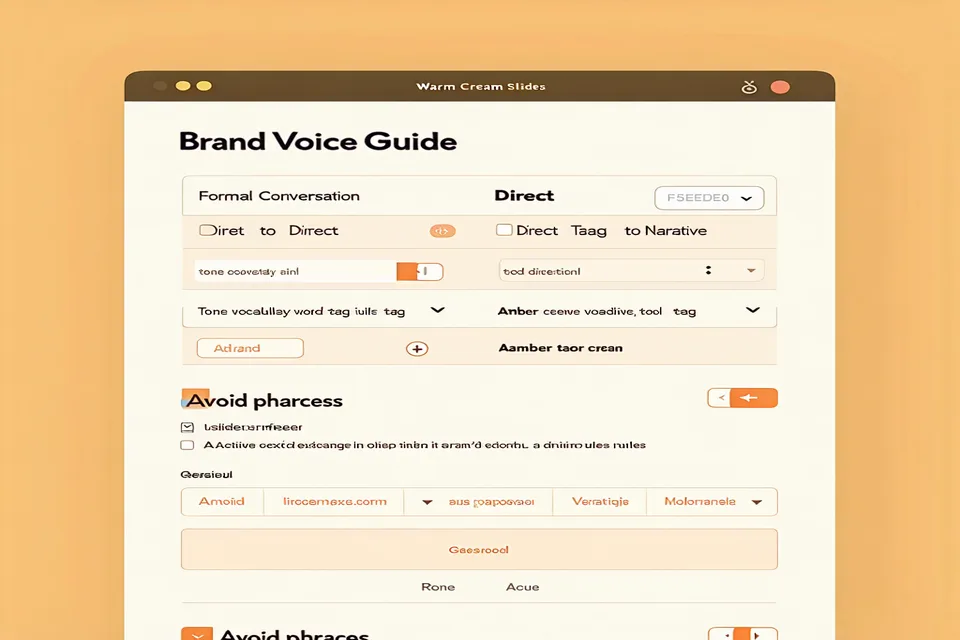 Voice guide engine interface showing brand tone settings and style rules configured for consistent output
